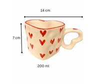 SAJAAO Heart Shape Ceramic Cup & Saucer Set with Crochet Heart Keychain | Valentine Gift for Best Friend, Spouse