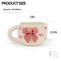 Pink Bow Ceramic Coffee Mug | Cute Coquette Style Tea & Milk Cup for Girls & Women