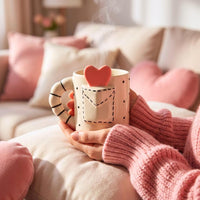 Handmade Pocket Heart Ceramic Mug – Cute Heart Design | Aesthetic Coffee Cup | Microwave & Dishwasher Safe | Premium Pottery Tea Mug | Gift for Coffee & Tea Lovers (Pack of 2)