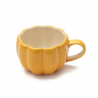 Ceramic Home Ceramic Pumpkin Mug Set of 2 with Lids - 350ml Cute Coffee Cups with Spoons | Festive Autumn Theme Tea Mugs | Multipurpose Jars for Kitchen, Soup, Pickle, Aachar, Chutney & Gifting