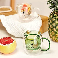 Cute Double Wall Glass Coffee Mug with Handle | Cartoon Animal Transparent Glass Cup | Heat Resistant Tea & Coffee Mug | Gift Mug for Kids, Girls & Office (250ml)